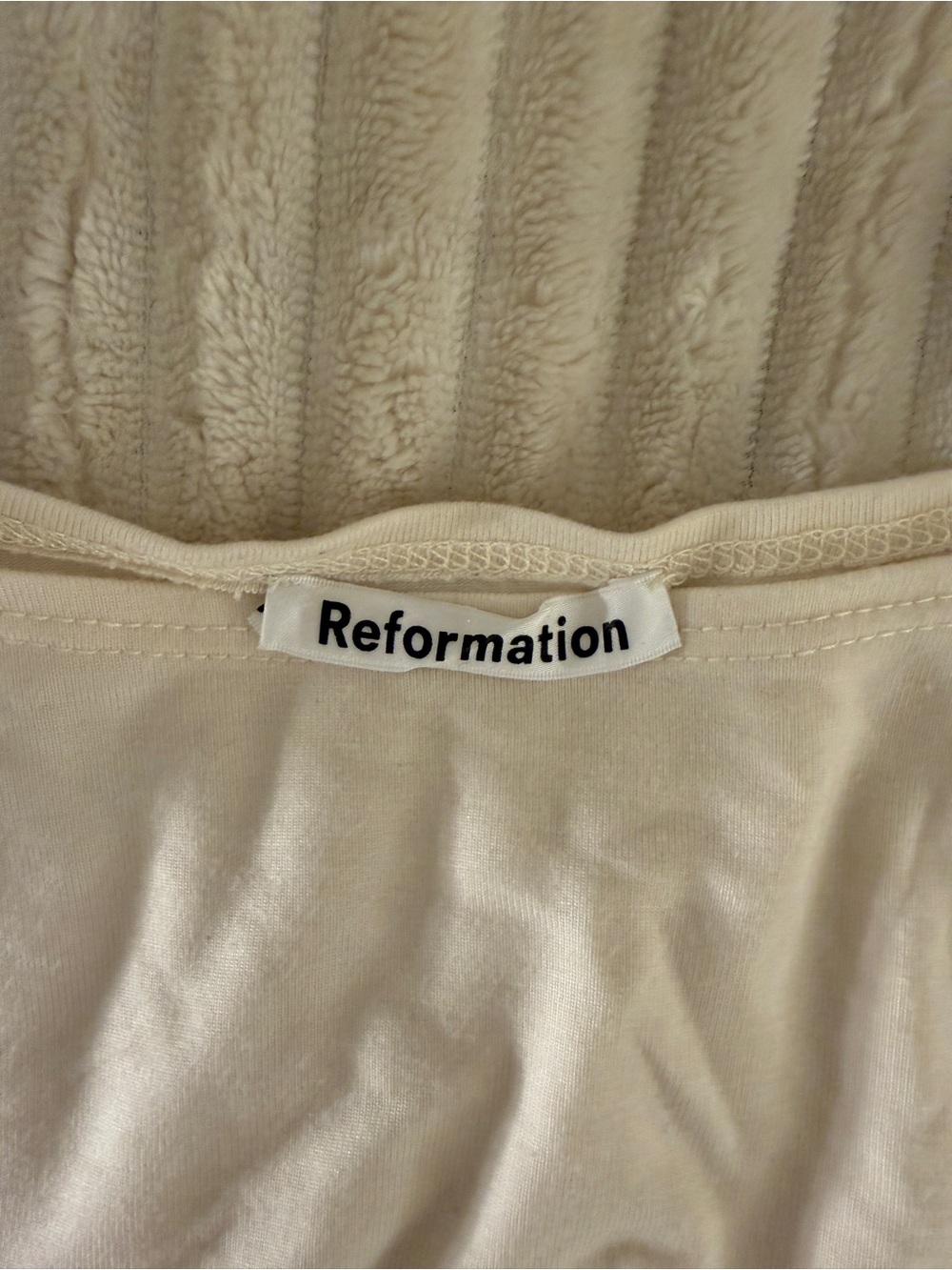 Reformation Ruched Crop Top in Light Beige - Picture 6 of 7